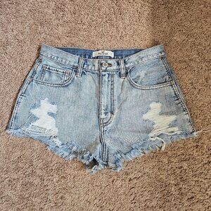 Hollister Shorts Womens 3 High Rise Mom Denim Stretch Distressed Cutoff Beach